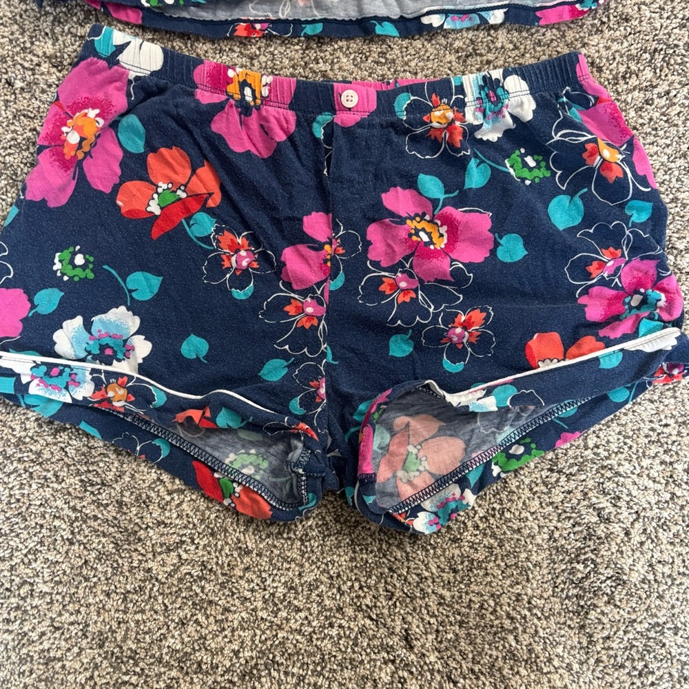 Cuddl Duds Floral Pajama Set with Red and Blue Accents - Picture 2 of 4